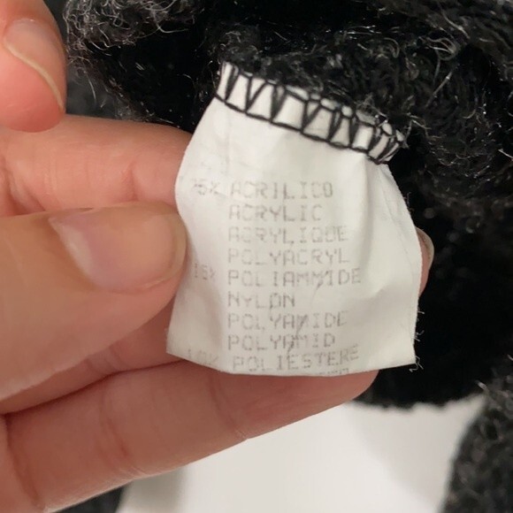 Vintage Sweater French Dark Gray Silver Sparkly Shimmer Crew Neck Knit XL - Picture 6 of 7